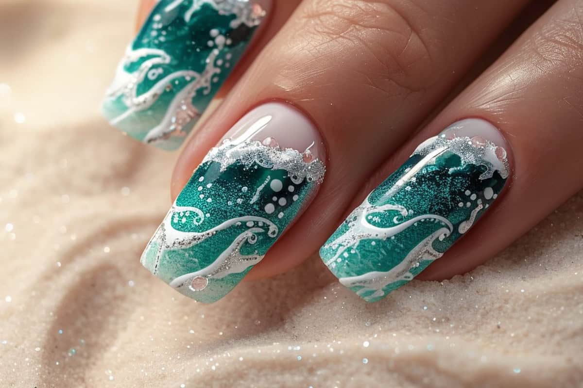 51 Popular Beach Vacation Nails for 2024